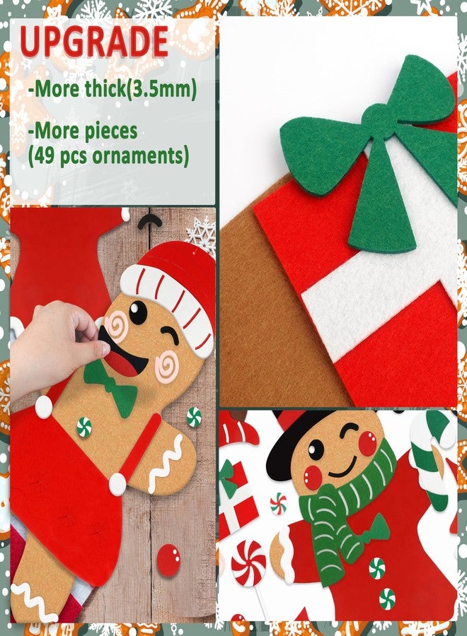 THAWAY DIY Felt Gingerbread Man Ornaments - Christmas Felt Gingerbread Man Games Set, DIY Christmas Crafts, Wall Hanging Xmas Gifts for Winter Holiday Party Xmas Decorations - Image 4